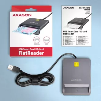 AXAGON CRE-SM3T, USB-A FlatReader cititor de carduri de contact Smart card (eCitizen), cablu 1,3 m AXAGON CRE-SM3T, USB-A FlatReader cititor de carduri de contact Smart card (eCitizen), cablu 1,3 m