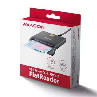 AXAGON CRE-SM3T, USB-A FlatReader cititor de carduri de contact Smart card (eCitizen), cablu 1,3 m AXAGON CRE-SM3T, USB-A FlatReader cititor de carduri de contact Smart card (eCitizen), cablu 1,3 m