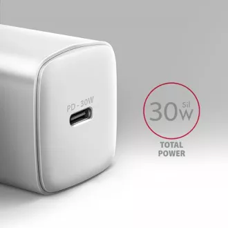 AXAGON ACU-PD30W, încărcător de rețea Sil 30W, 1x port USB-C, PD3.0/PPS/QC4+/SFC/AFC/Apple, alb
