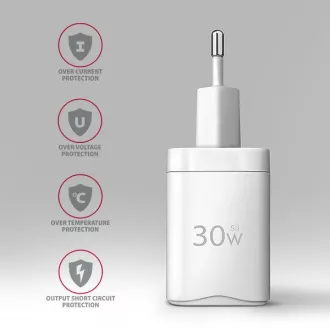 AXAGON ACU-PD30W, încărcător de rețea Sil 30W, 1x port USB-C, PD3.0/PPS/QC4+/SFC/AFC/Apple, alb
