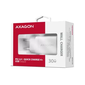 AXAGON ACU-PD30W, încărcător de rețea Sil 30W, 1x port USB-C, PD3.0/PPS/QC4+/SFC/AFC/Apple, alb