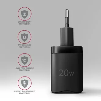 AXAGON ACU-PD20, încărcător de rețea 20W, 1x port USB-C, PD3.0/PPS/QC4+/AFC/Apple, negru