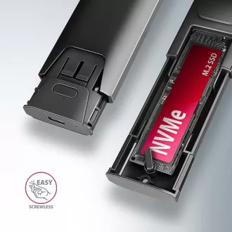 AXAGON EEM2-GTS2, USB-C 10Gbps - M.2 NVMe & SATA SSD cutie metalică subțire, fără șuruburi