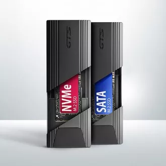 AXAGON EEM2-GTS2, USB-C 10Gbps - M.2 NVMe & SATA SSD cutie metalică subțire, fără șuruburi