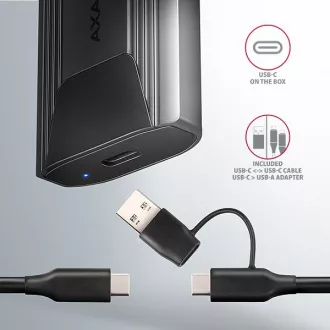 AXAGON EEM2-GTS2, USB-C 10Gbps - M.2 NVMe & SATA SSD cutie metalică subțire, fără șuruburi