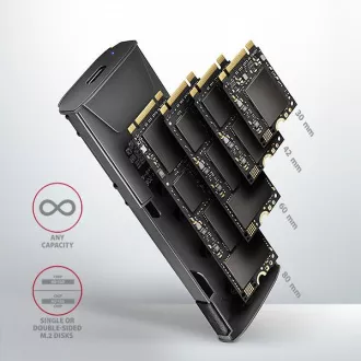 AXAGON EEM2-GTS2, USB-C 10Gbps - M.2 NVMe & SATA SSD cutie metalică subțire, fără șuruburi