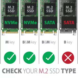 AXAGON EEM2-GTS2, USB-C 10Gbps - M.2 NVMe & SATA SSD cutie metalică subțire, fără șuruburi