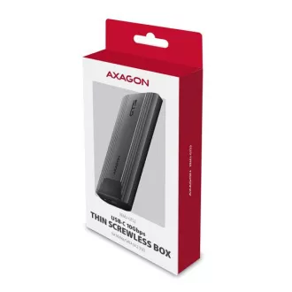 AXAGON EEM2-GTS2, USB-C 10Gbps - M.2 NVMe & SATA SSD cutie metalică subțire, fără șuruburi