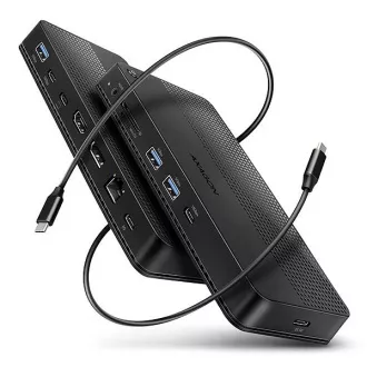 AXAGON HMC-U4, USB4 40Gbps dock, 3x USB-A, 2x USB-C, HDMI și DP 8K/30Hz, RJ-45, SD/mSD, audio, PD 100W, cablu USB-C 80cm AXAGON HMC-U4, USB4 40Gbps dock, 3x USB-A, 2x USB-C, HDMI și DP 8K/30Hz, RJ-45, SD/mSD, audio, PD 100W, cablu USB-C 80cm