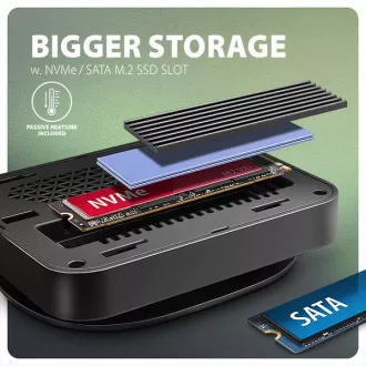 AXAGON HMC-UFO, hub USB 10Gbps, 2x USB-A, USB-C, HDMI 4k/60, RJ-45, slot M.2, SD/mSD, audio, PD 100W, cablu USB-C 65cm