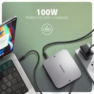 AXAGON HMC-UFO, hub USB 10Gbps, 2x USB-A, USB-C, HDMI 4k/60, RJ-45, slot M.2, SD/mSD, audio, PD 100W, cablu USB-C 65cm