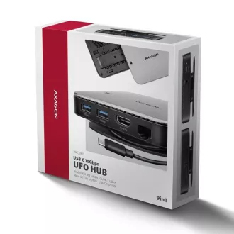 AXAGON HMC-UFO, hub USB 10Gbps, 2x USB-A, USB-C, HDMI 4k/60, RJ-45, slot M.2, SD/mSD, audio, PD 100W, cablu USB-C 65cm