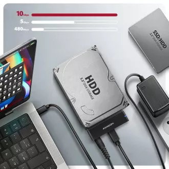AXAGON ADSA-FPX, Adaptor USB-C 10Gbps - SATA 6G, 2,5"/3,5" SSD/HDD FAST PORT X, incl. surse de curent alternativ
