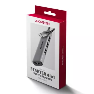 AXAGON HMC-H3A, hub USB 5Gbps, 3x USB-A, HDMI 4k/30Hz, cablu USB-C 15cm