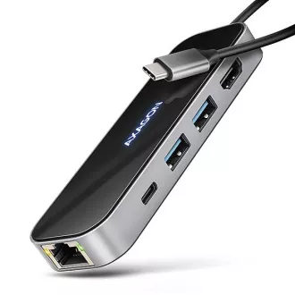 AXAGON HMC-6GLN, hub USB 5Gbps, 2x USB-A, USB-C, HDMI 4k/60Hz, RJ-45 GLAN, PD 100W, cablu USB-C 20cm