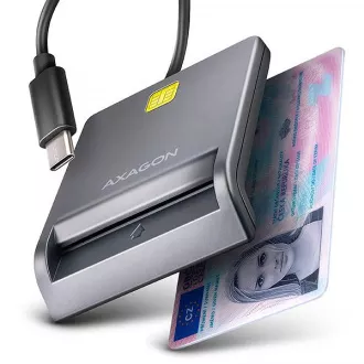 AXAGON CRE-SM3TC, cititor de carduri de contact USB-C FlatReader, card inteligent (eObčanka), cablu 1,2 m