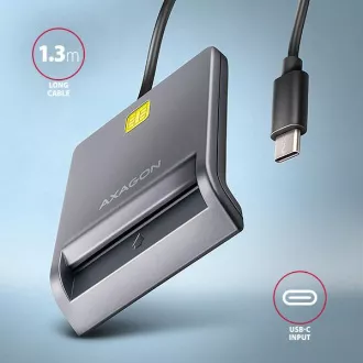 AXAGON CRE-SM3TC, cititor de carduri de contact USB-C FlatReader, card inteligent (eObčanka), cablu 1,2 m
