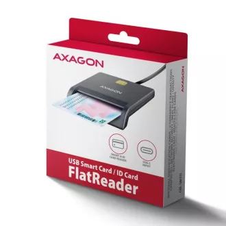AXAGON CRE-SM3TC, cititor de carduri de contact USB-C FlatReader, card inteligent (eObčanka), cablu 1,2 m