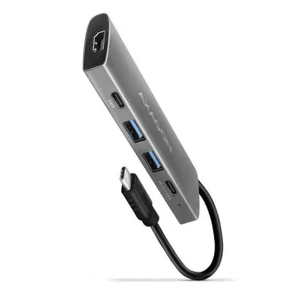 AXAGON HMC-5G21, hub USB 10Gb/s, porturi 2x USB-A, 2x USB-C, HDMI 4k/30, PD 60W, cablu USB-C 13cm