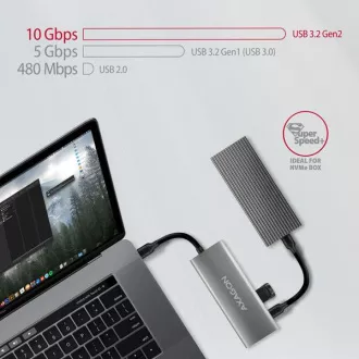 AXAGON HMC-5G21, hub USB 10Gb/s, porturi 2x USB-A, 2x USB-C, HDMI 4k/30, PD 60W, cablu USB-C 13cm
