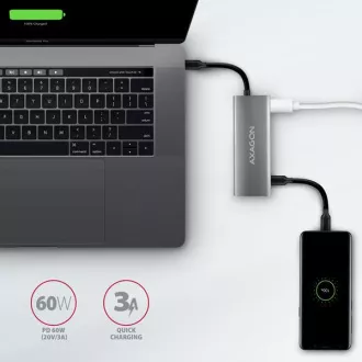 AXAGON HMC-5G21, hub USB 10Gb/s, porturi 2x USB-A, 2x USB-C, HDMI 4k/30, PD 60W, cablu USB-C 13cm