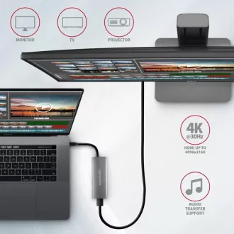 AXAGON HMC-5G21, hub USB 10Gb/s, porturi 2x USB-A, 2x USB-C, HDMI 4k/30, PD 60W, cablu USB-C 13cm