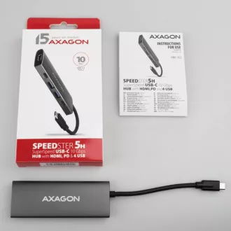 AXAGON HMC-5G21, hub USB 10Gb/s, porturi 2x USB-A, 2x USB-C, HDMI 4k/30, PD 60W, cablu USB-C 13cm