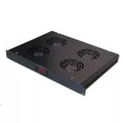 Unitate de ventilație 19" XtendLan, 4 ventilatoare, afișaj LCD, termostat, adâncime 350 mm, negru