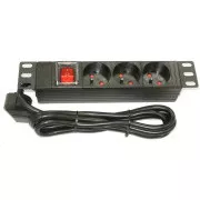 Panou de distribuție 10" XtendLan 3x230V, ČSN, întrerupător, indicator de tensiune, cablu 1, 8m, 1U