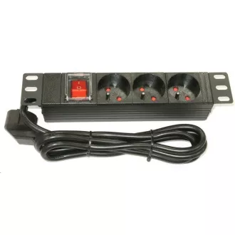 Panou de distribuție 10" XtendLan 3x230V, ČSN, întrerupător, indicator de tensiune, cablu 1, 8m, 1U