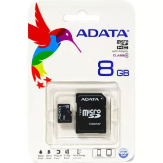 Card ADATA MicroSDHC 8GB Clasa 4 + adaptor SD Card ADATA MicroSDHC 8GB Clasa 4 + adaptor SD