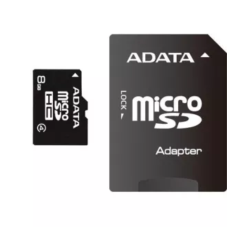 Card ADATA MicroSDHC 8GB Clasa 4 + adaptor SD Card ADATA MicroSDHC 8GB Clasa 4 + adaptor SD