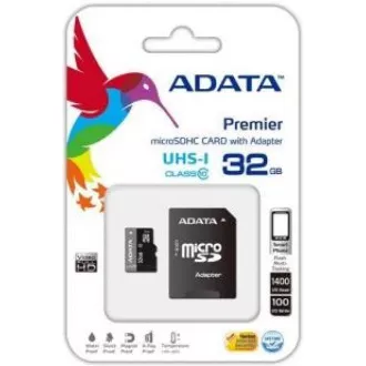 Card ADATA MicroSDHC 32GB UHS-I Clasa 10 + adaptor SD, Premier