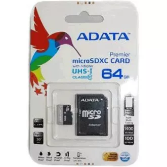 Card ADATA MicroSDXC 64GB Premier UHS-I Clasa 10 + adaptor SD