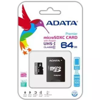 Card ADATA MicroSDXC 64GB Premier UHS-I Clasa 10 + adaptor SD