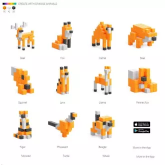 PIXIO Orange Animals set de construcție magnetic
