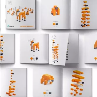 PIXIO Orange Animals set de construcție magnetic