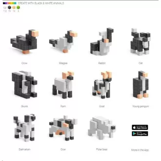 Kit magnetic PIXIO Black & White Animals