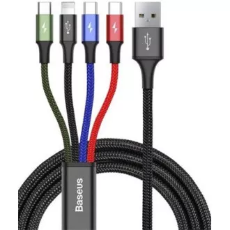 Cablu de încărcare rapidă / date Baseus 4in1 Lightning + 2 * USB-C + Micro USB 3, 5A 1, 2m, negru