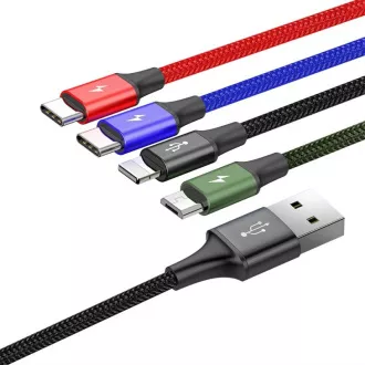 Cablu de încărcare rapidă / date Baseus 4in1 Lightning + 2 * USB-C + Micro USB 3, 5A 1, 2m, negru