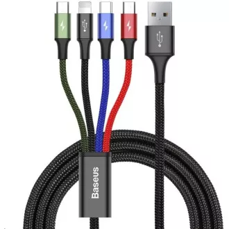 Cablu de încărcare rapidă / date Baseus 4in1 Lightning + 2 * USB-C + Micro USB 3, 5A 1, 2m, negru