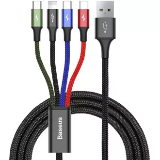 Cablu de încărcare rapidă / date Baseus 4in1 Lightning + 2 * USB-C + Micro USB 3, 5A 1, 2m, negru