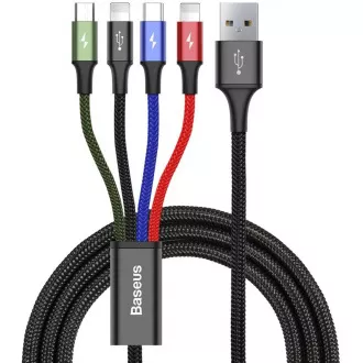 Cablu de încărcare rapidă / date Baseus 4in1 2 * Lightning + USB-C + Micro USB 3, 5A 1, 2m, negru