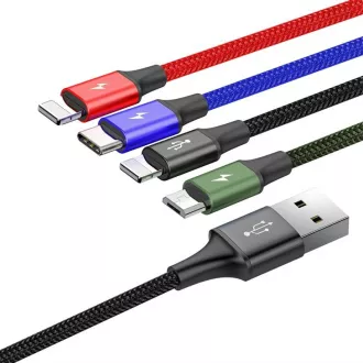 Cablu de încărcare rapidă / date Baseus 4in1 2 * Lightning + USB-C + Micro USB 3, 5A 1, 2m, negru