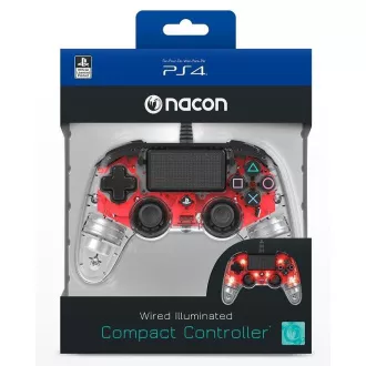 Nacon Wired Compact Controller - controler pentru PlayStation 4 - roșu transparent