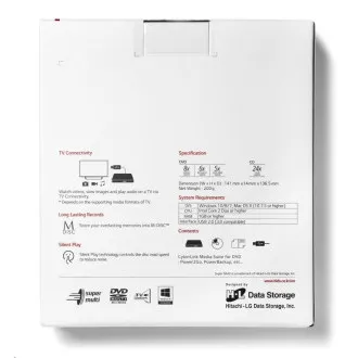 HITACHI LG - unitate externă DVD-W/CD-RW/DVD±R/±RW/RAM GP57EW40, Slim, alb, cutie SW - Utilizat HITACHI LG - unitate externă DVD-W/CD-RW/DVD±R/±RW/RAM GP57EW40, Slim, alb, cutie SW - Utilizat