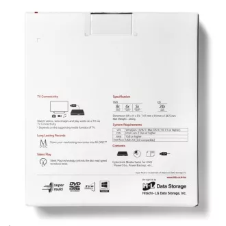 HITACHI LG - unitate externă DVD-W/CD-RW/DVD±R/±RW/RAM GP57EW40, Slim, alb, cutie SW HITACHI LG - unitate externă DVD-W/CD-RW/DVD±R/±RW/RAM GP57EW40, Slim, alb, cutie SW