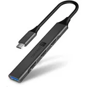 CONNECT IT Hub USB-C, (1xUSB-A 3.0, 3xUSB-A 2.0), extern, antracit
