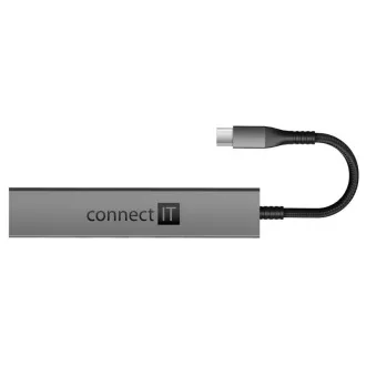 Hub CONNECT IT USB-C, 2x USB-A, 1x USB-C, 1x card SD, 1x card MicroSD, gri