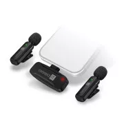 Microfon CONNECT IT ClipMic, 2x microfoane wireless Lavalier cu receptor, conector Lightning, negru